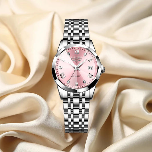 LIGE Elegant Women’s Quartz Watch – Ultra-Thin Stainless Steel Bracelet