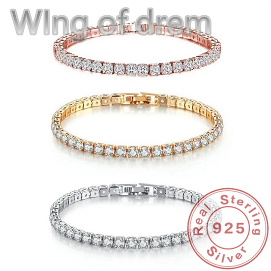 Women’s 925 Sterling Silver Rose Gold Tennis Bracelet – Sparkling Cubic Zirconia Wedding Jewelry Gif