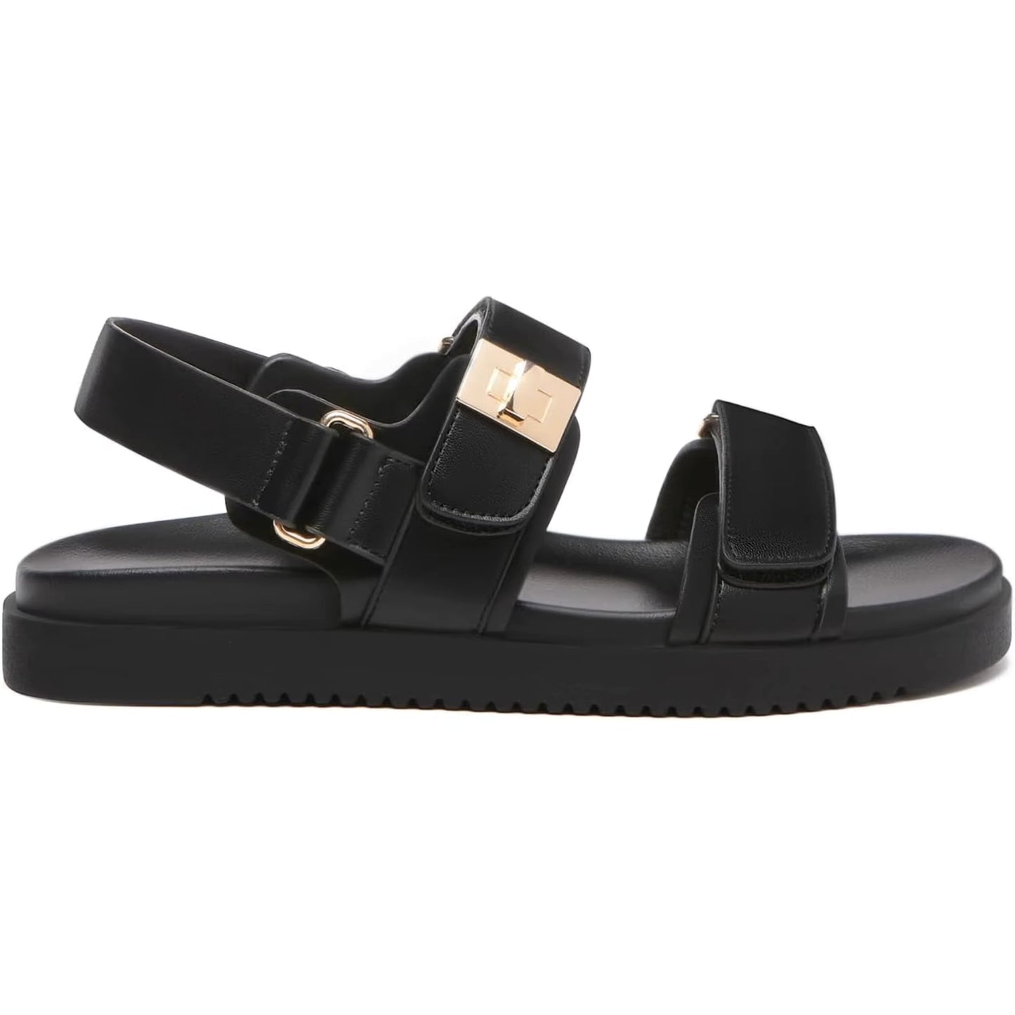 Comfort Leather Sandals for Women – Adjustable Double Strap Slip-On Flats
