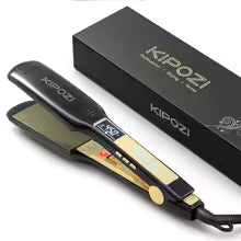 KIPOZI Professional Titanium Hair Straightener – LCD Display, Instant Heat, Dual Voltage