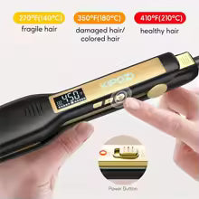 KIPOZI Professional Titanium Hair Straightener – LCD Display, Instant Heat, Dual Voltage