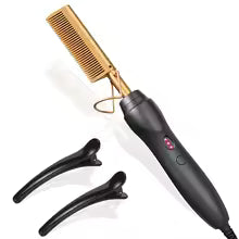 Portable Ceramic Hair & Beard Straightening Comb – Wet & Dry Styling Tool